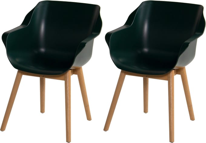 Hartman Sophie armchair tuinstoel met armleuning - Donkergroen - set van 2 - teak onderstel