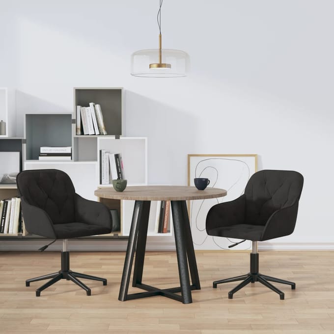 vidaXL - Eetkamerstoelen - draaibaar - 2 - st - fluweel - zwart