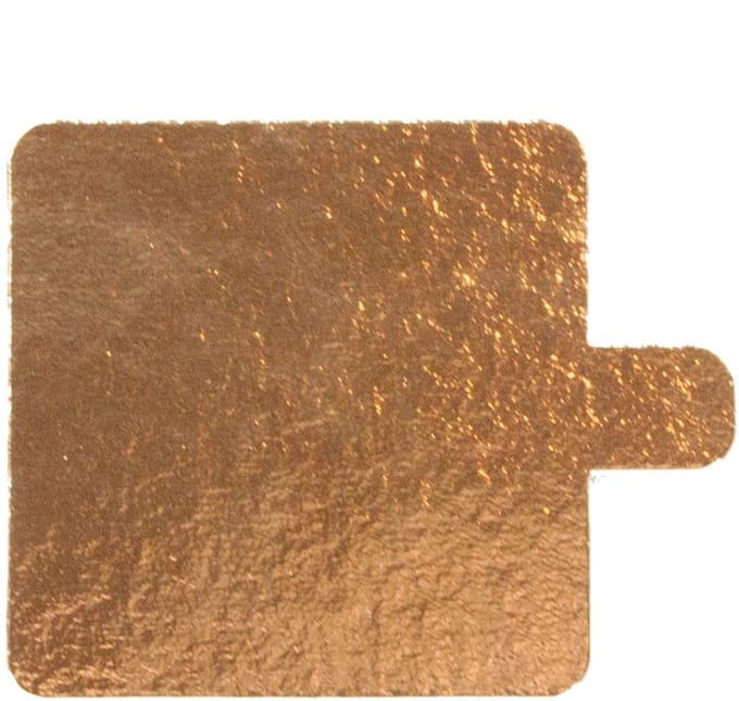 Taartkarton Vierkant Goud/Zwart met lip 6x6cm 25st.