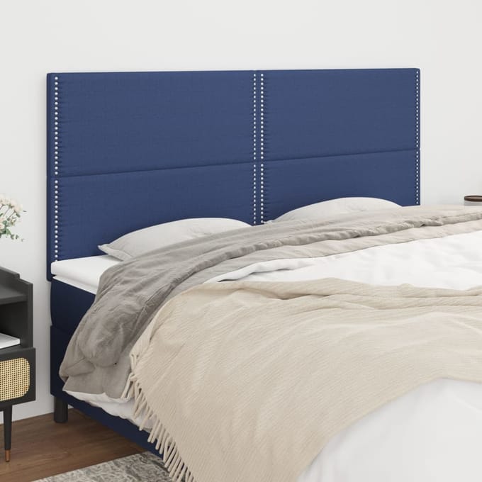 vidaXL - Hoofdbord - blauw - 200x5x118/128 - cm - stof