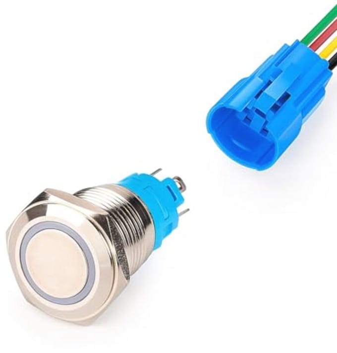 Waterdichte 16mm Drukknop met LED Verlichting voor 12V-24V