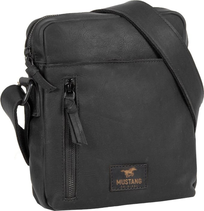 MUSTANG Leren Schoudertas San Marino Crossover Bag Black Zwart