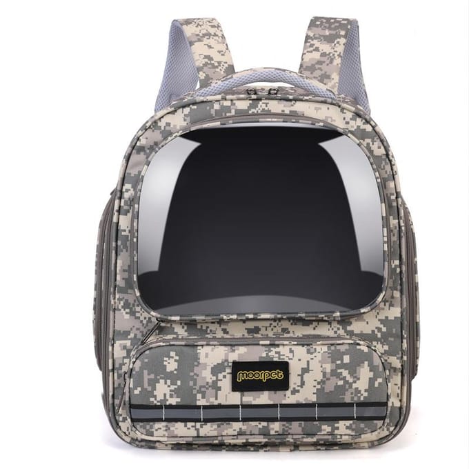 Sac à dos pour chat style camouflage Sac à dos portable Capsule spatiale transparente Sac à dos respirant pour chat 44*38*8cm black