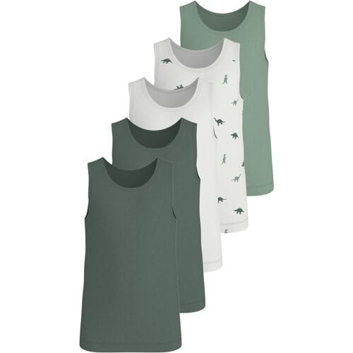 LUPILU Set van 5 kinder hemden (patroon/groen/wit, 122/128)