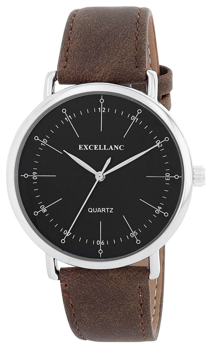EXCELLANC herenhorloge kunstleer mineraalglas