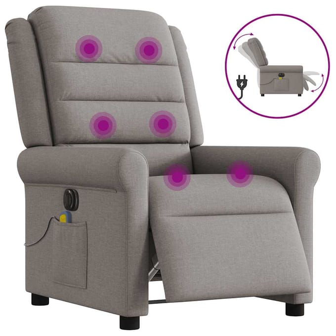 vidaXL - Massagestoel - elektrisch - verstelbaar - stof - taupe