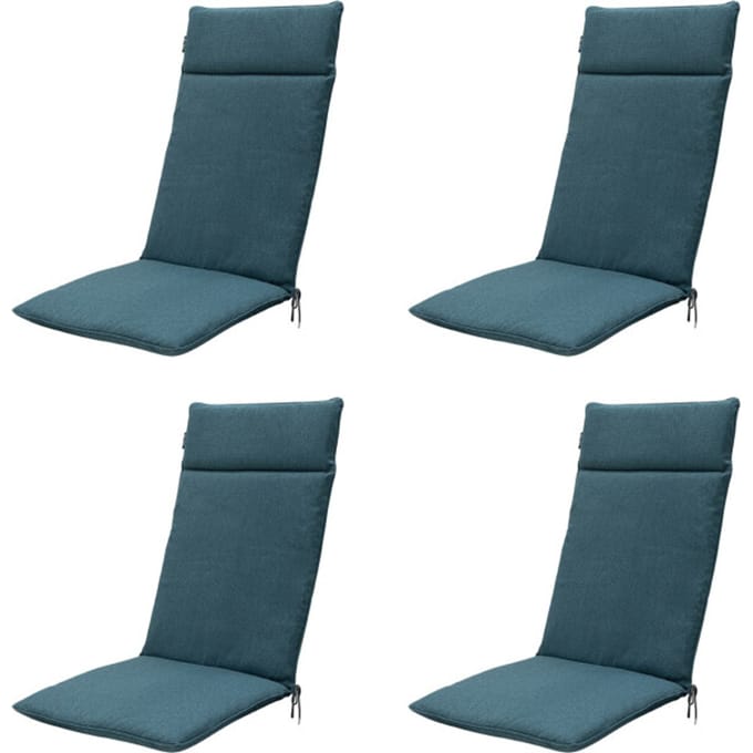 Madison - Tuinstoelkussen Hoge Rug Sea blue canvas eco+ - Ca. 120x50 cm - Set van 4