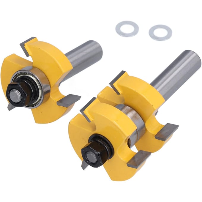 2 stuks messing-groeffreesbit T-vorm 3 tanden 2 lagers houtbewerkingsfrees 1 2 inch schacht