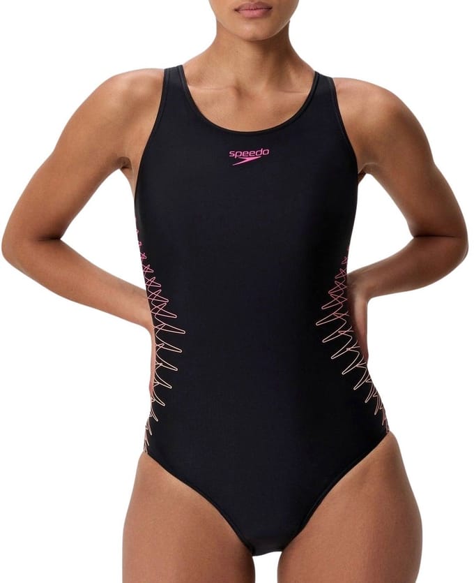Speedo Placement Muscleback Dames Sportbadpak - Zwart/Roze
