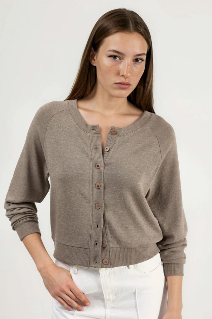 Ronde hals knoop cardigan