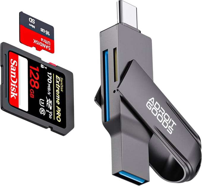 AdroitGoods SD kaart lezer USB-C - Adapter USB 2.0 Dual Slots - SD / Micro SD / SDHC / SDXC / MMC - Spacegrey - OTG Kaartlezer