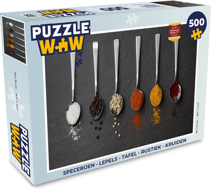Puzzel Specerijen - Lepels - Tafel - Rustiek - Kruiden - Legpuzzel - Puzzel 500 stukjes