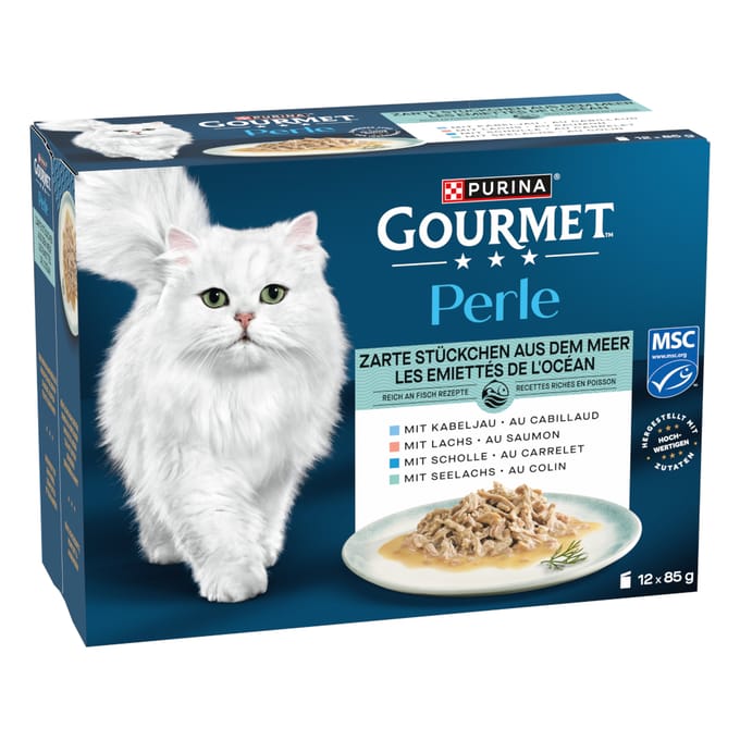 Gourmet Perle Gemengde Selectie 12 x 85 g - Malse stukjes zee in saus (4 varianten)