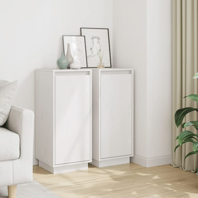 vidaXL - Dressoirs - 2 - st - 31,5x34x75 - cm - massief - grenenhout - wit