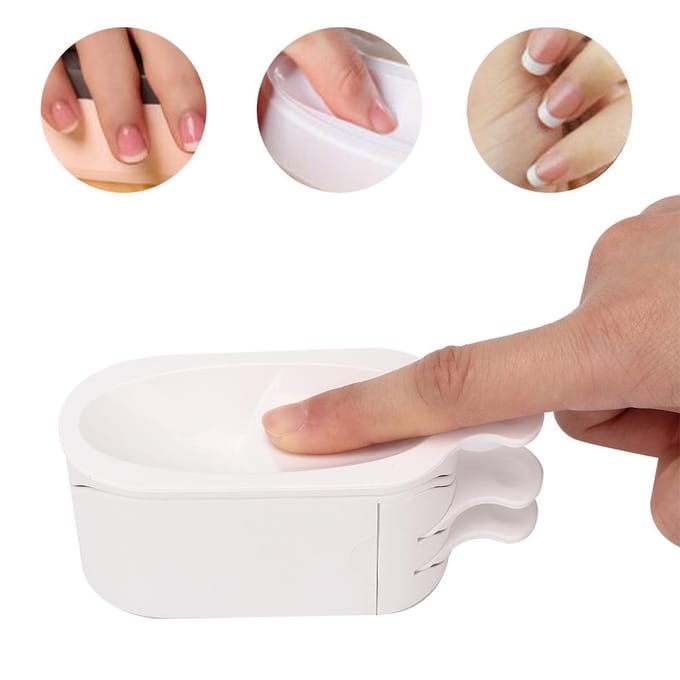 Professionele Nail Dip Powder Case French Manicure Dipping Tray Mal Container white
