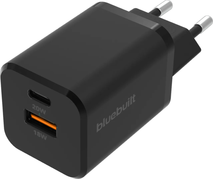 BlueBuilt Power Delivery en Quick Charge Oplader met 2 Usb Poorten 38W Zwart