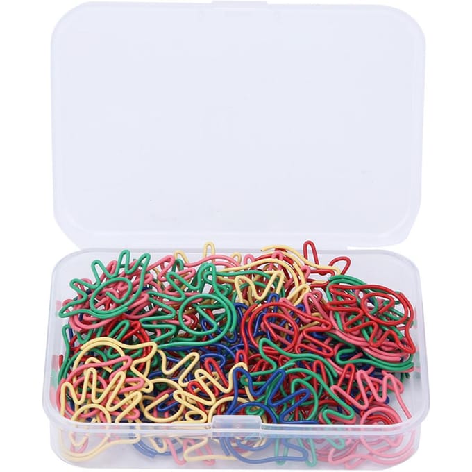 60 stuks doos 5 Kleuren Handvormige Paperclip Memo Notitie Clips Schoolkantoorartikelen white