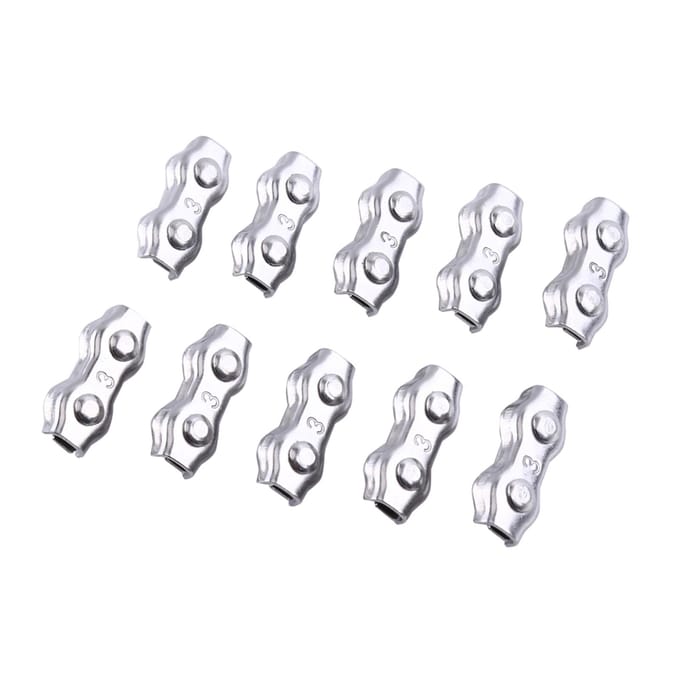 Lot de 10 pinces duplex M3 en acier inoxydable pour câbles et câbles blanc