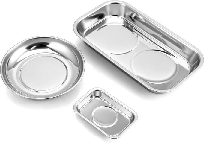 Famanu – Magnetische gereedschapsschaal set 3-delig RVS voor spijkers schroeven en tools