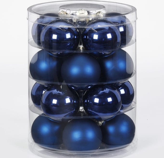 Inge Goods Kerstballen set - 20x stuks - donkerblauw - glas - 6 cm - glans en mat - kerstversiering