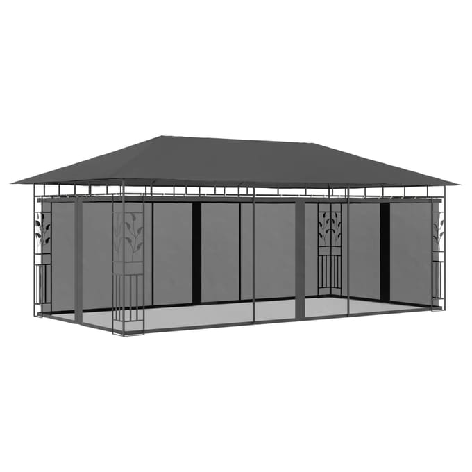 vidaXL - Prieel - met - klamboe - 6x3x2,73 - m - antraciet