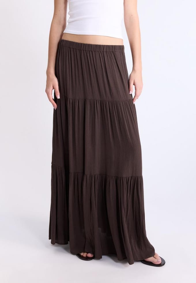 Stradivarius Boho midi-rok  Bruin XL