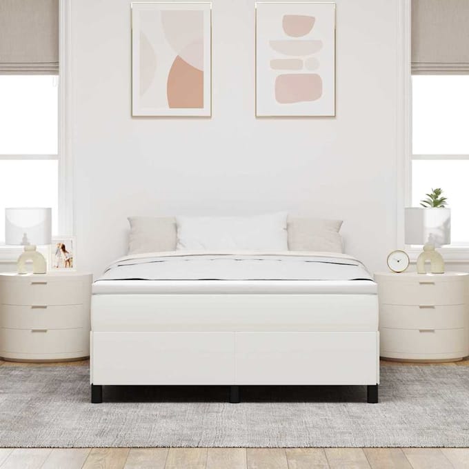 vidaXL - Boxspring - bed - Crèmekleurig - 140 - x - 190 - cm - Corduroy - stof