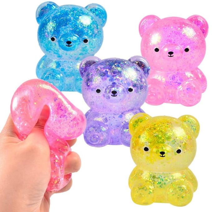 Beer Squishy Speelgoed Glitters Stressballen Schattig Sensorisch Speelgoed Squishy Bal voor Kinderen Feestartikelen Cadeaus