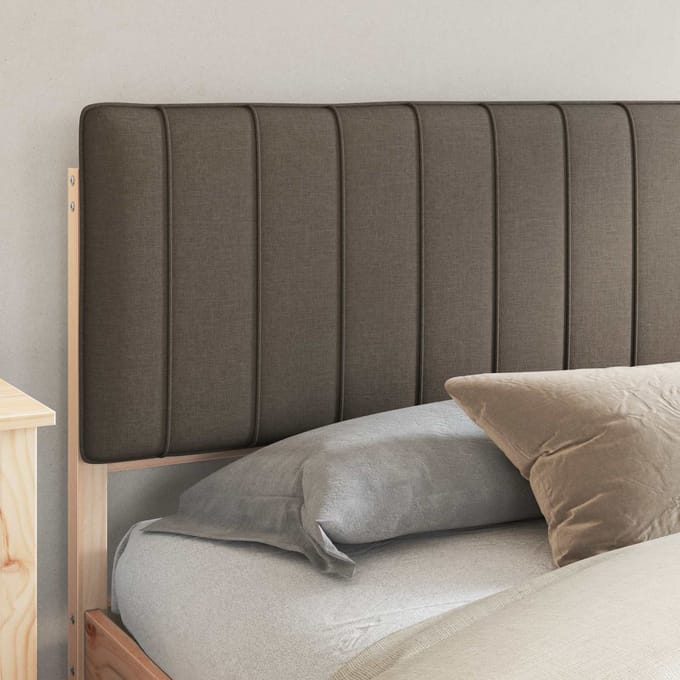 vidaXL - Bedframe - met - Gevoerde - Hoofdbord - Taupe - 200 - x - 200 - cm