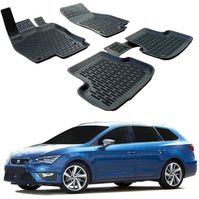 Premium Rubberen Vloermatten - SCOUTT - Volkswagen SEAT LEON 3 - 3D Design - Duurzaam - Flexibel