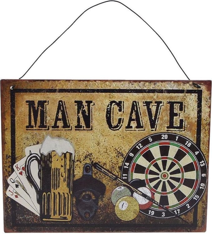 Wandversiering "Man cave" metaal 20x15cm