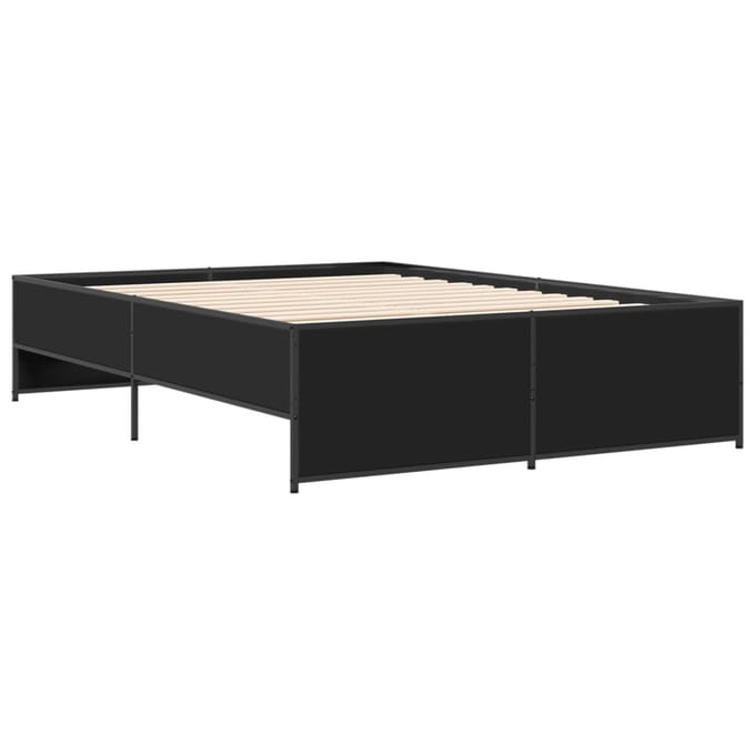 vidaXL - Bedframe - bewerkt - hout - metaal - zwart - 120x190 - cm