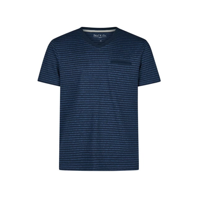 Phil & Co Heren pyjamashirt korte mouw donker/ gestreept