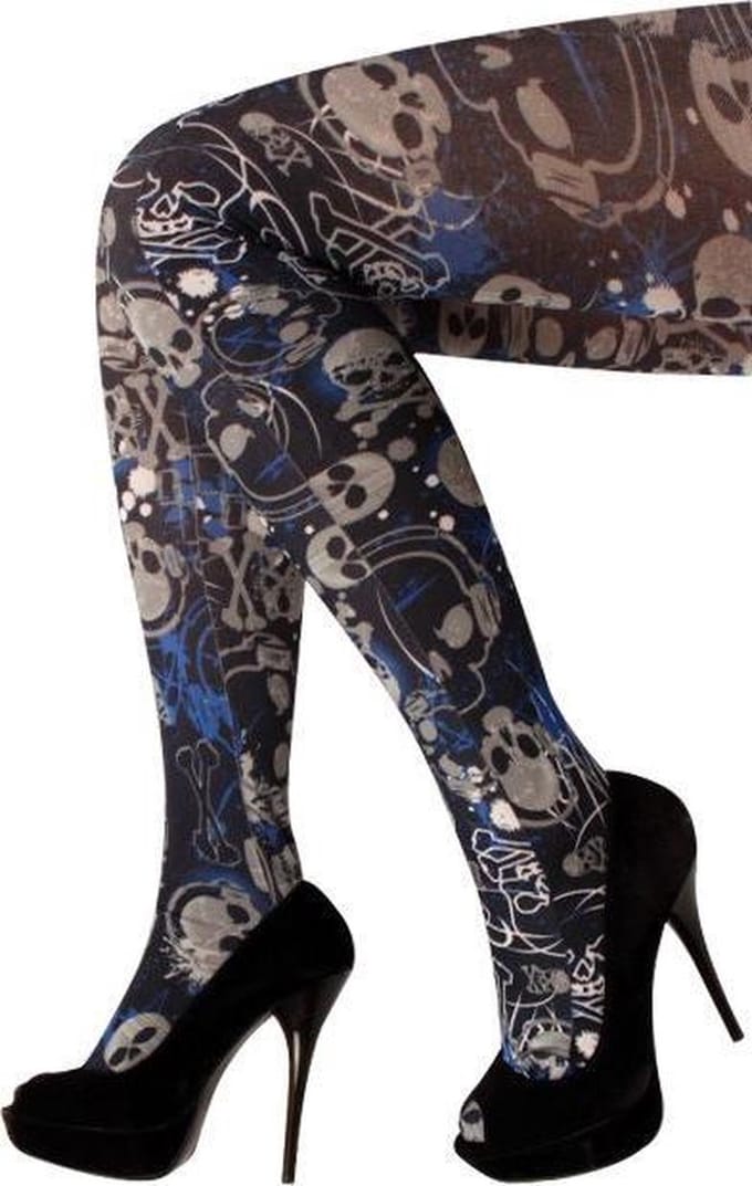 Panty piraat zwart - wit - blauw