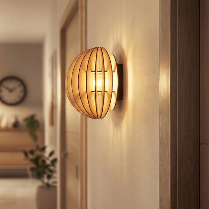 MCJ Wandlamp Clay, Ø 23 cm, berkenmultiplex, vlak, E27