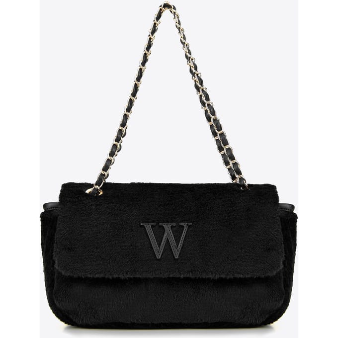 Wittchen - Crossbody Tas met Bont - Zwart - Polyester en Eco-leer