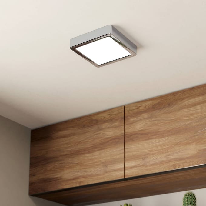 EGLO LED plafondlamp Fueva 5 IP44 3000K chroom 16x16cm