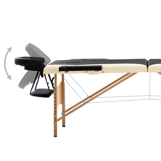 vidaXL - Massagetafel - inklapbaar - 2 - zones - hout - zwart - en - beige