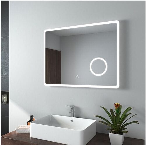 EMKE Badkamer Spiegel - Koel Wit - 3x Vergroting - Met Touchschakelaar - 80x60 cm