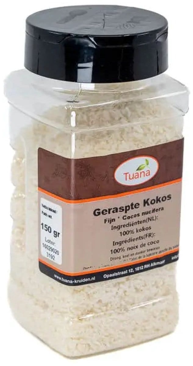 Tuana Kruiden - Kokosrasp - Kokosschaafsel - Strooibus 100 Gram - Tuanashop - MP-K-0043