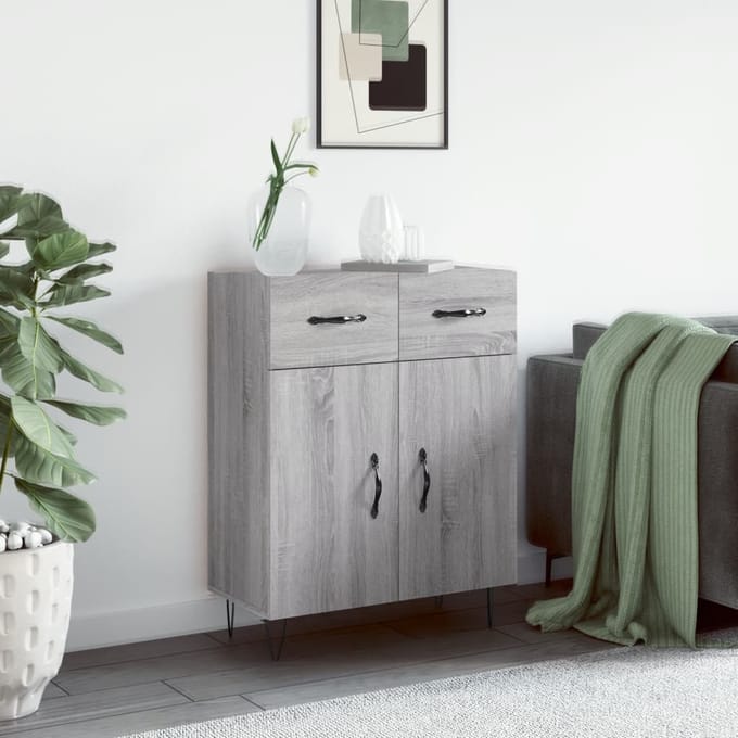 vidaXL - Dressoir - 69,5x34x90 - cm - bewerkt - hout - grijs - sonoma - eikenkleurig