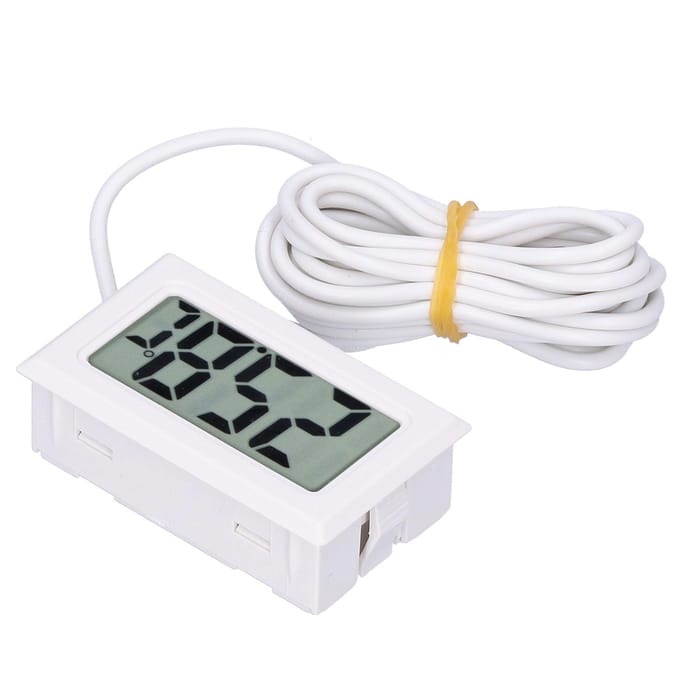 Thermomètre numérique filaire LCD, mini instrument de mesure de la température électronique FY13001, blanc blanc
