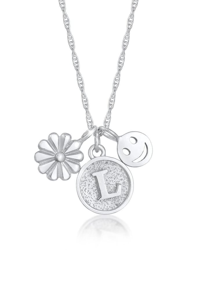 Elli - Halsketting - Dames Bloem Disc Hanger Letter L in 925 Sterling Zilver - Dames