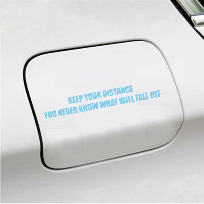 Bumpersticker - Keep Your Distance - 3,5 X 24,4 - Licht Blauw