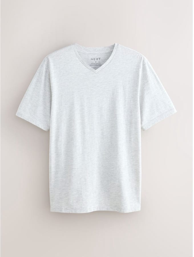 Next - Heren - Onmisbaar T-shirt met V-hals en standaard pasvorm - Grijs
