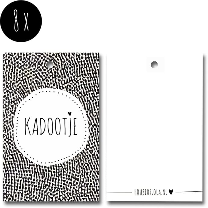 8x Label / Kaartje van karton / Cadeaulabels / Labels | KADOOTJE | 85 x 55 mm