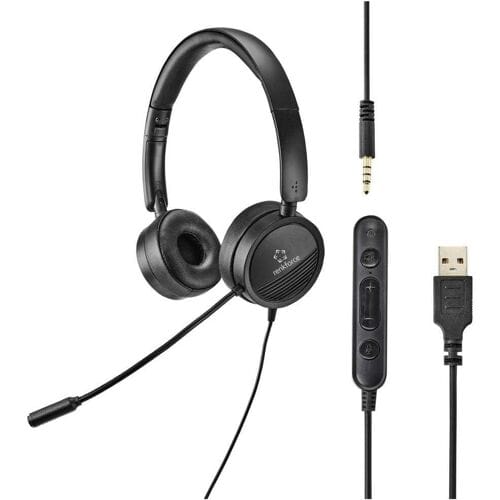 Renkforce RF-HS-360 On Ear headset Kabel Stereo Zwart Volumeregeling, Microfoon uitschakelbaar (mute) Computer