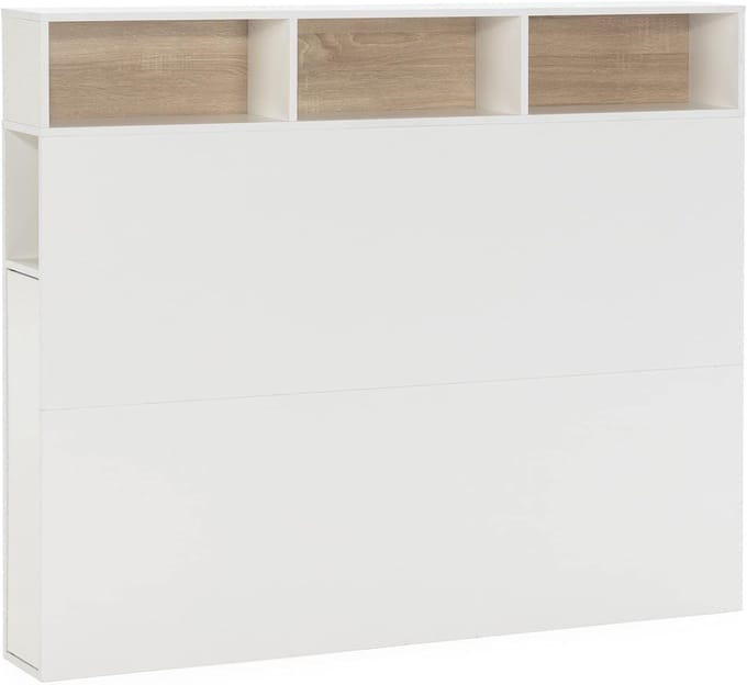 Bed hoofdeinde - Opbergruimte hoofdbord - Slaapkamerinrichting - Met 2 deuren - 95 cm breed - Wit