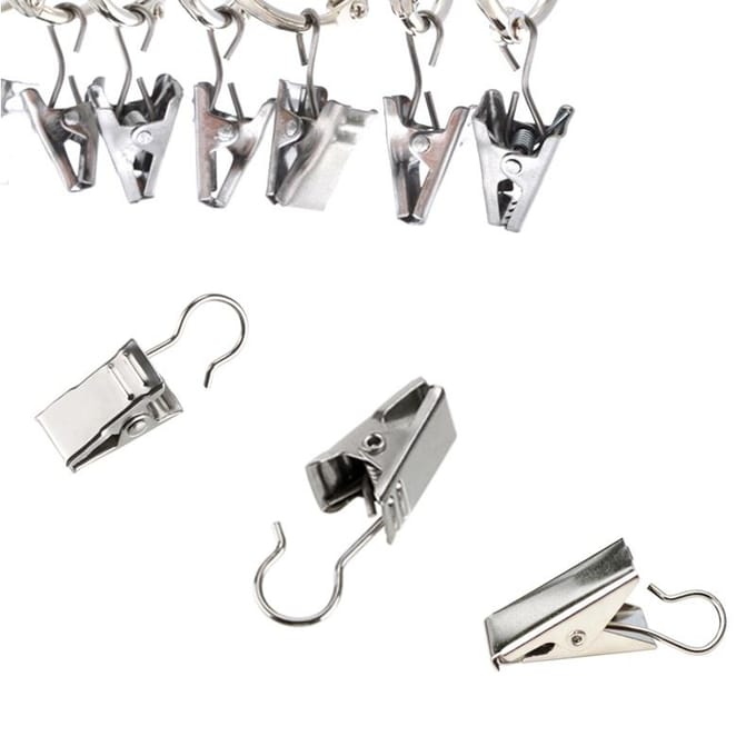 10 Stuks Zware Gordijnclips W Haak - Zilver 10pcs white