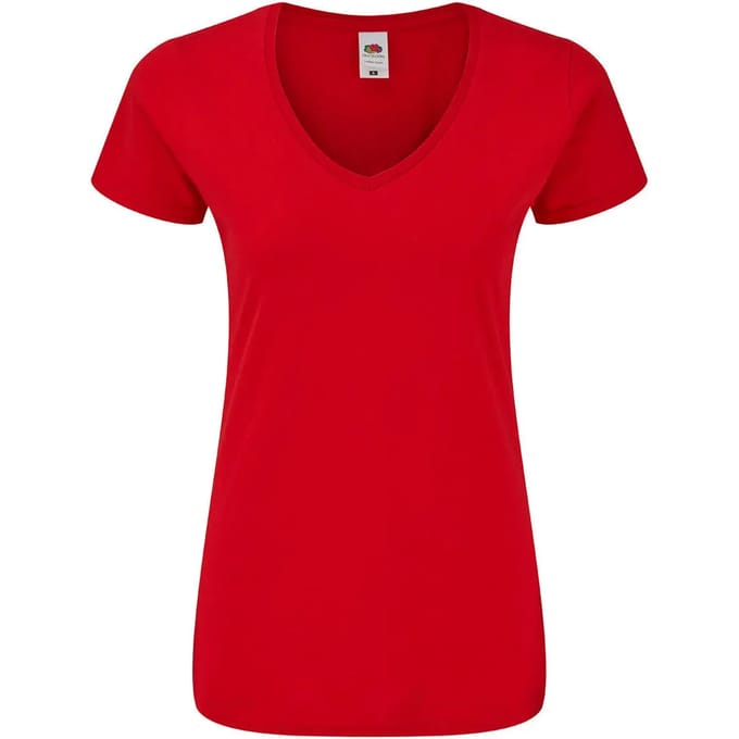 Dames-T-shirt met V-hals Fruit of the Loom Iconic 150